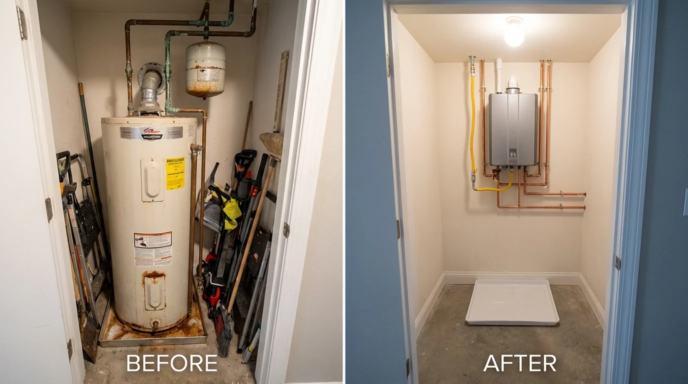 Tank water heater versus wall-mounted tankless unit comparison for Westminster, CA homeowners