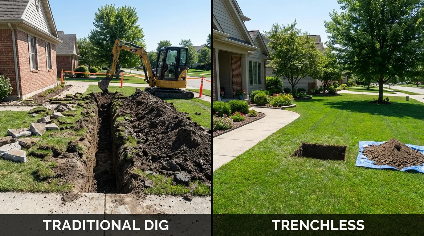 Trenchless sewer repair with minimal yard damage versus traditional excavation in Westminster, CA